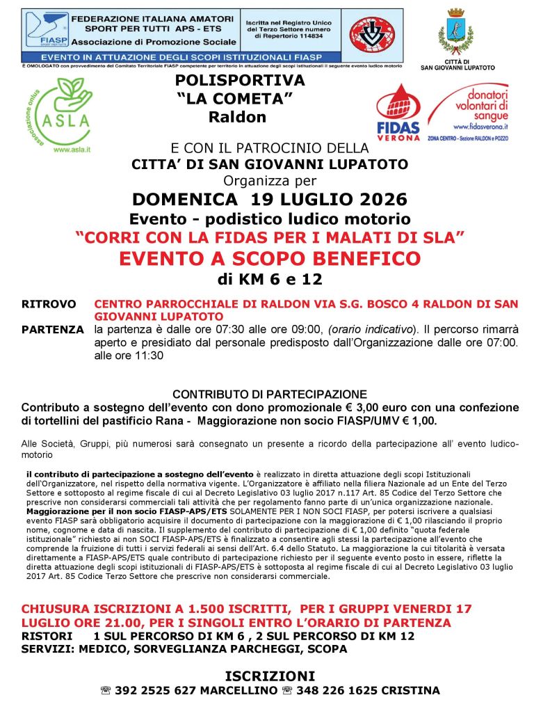 Corri con la Fidas per i Malati di Sla